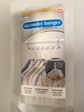 6 Pack Metal Wonder Closet Hanger Organizer Hook Space Saving Clothes Rack NEW